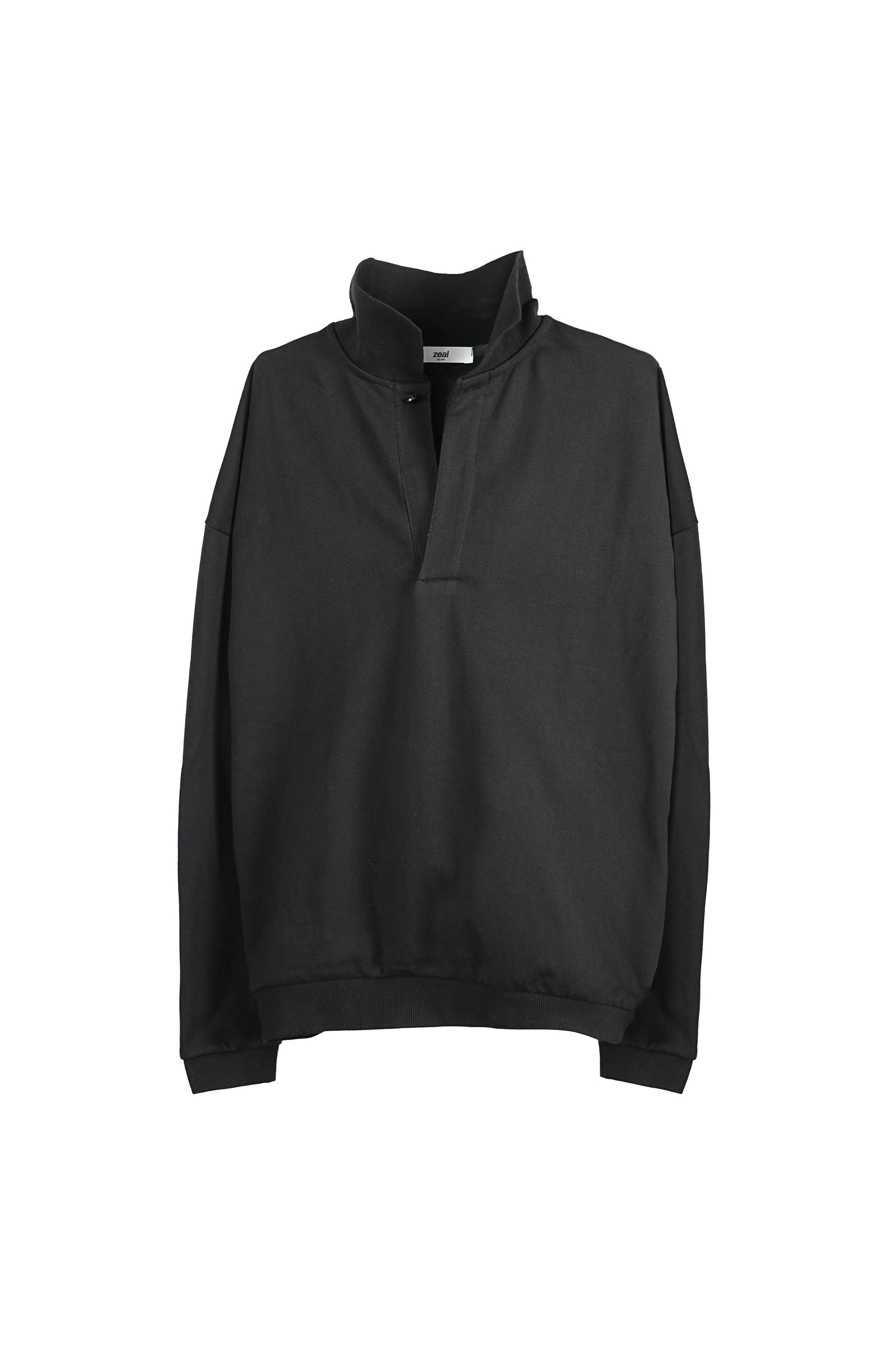 Zeal Oversized Polo Sweatshirt – Black