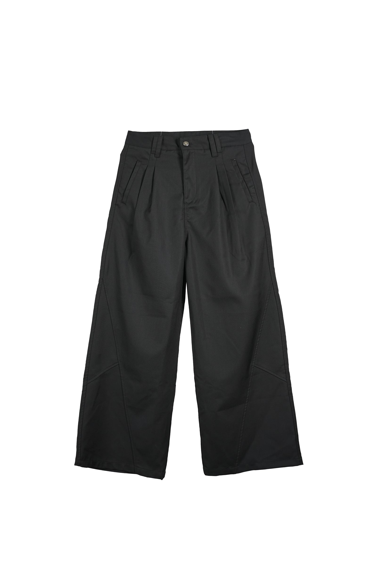 Zeal Wide-Leg Pleated Trousers – Black