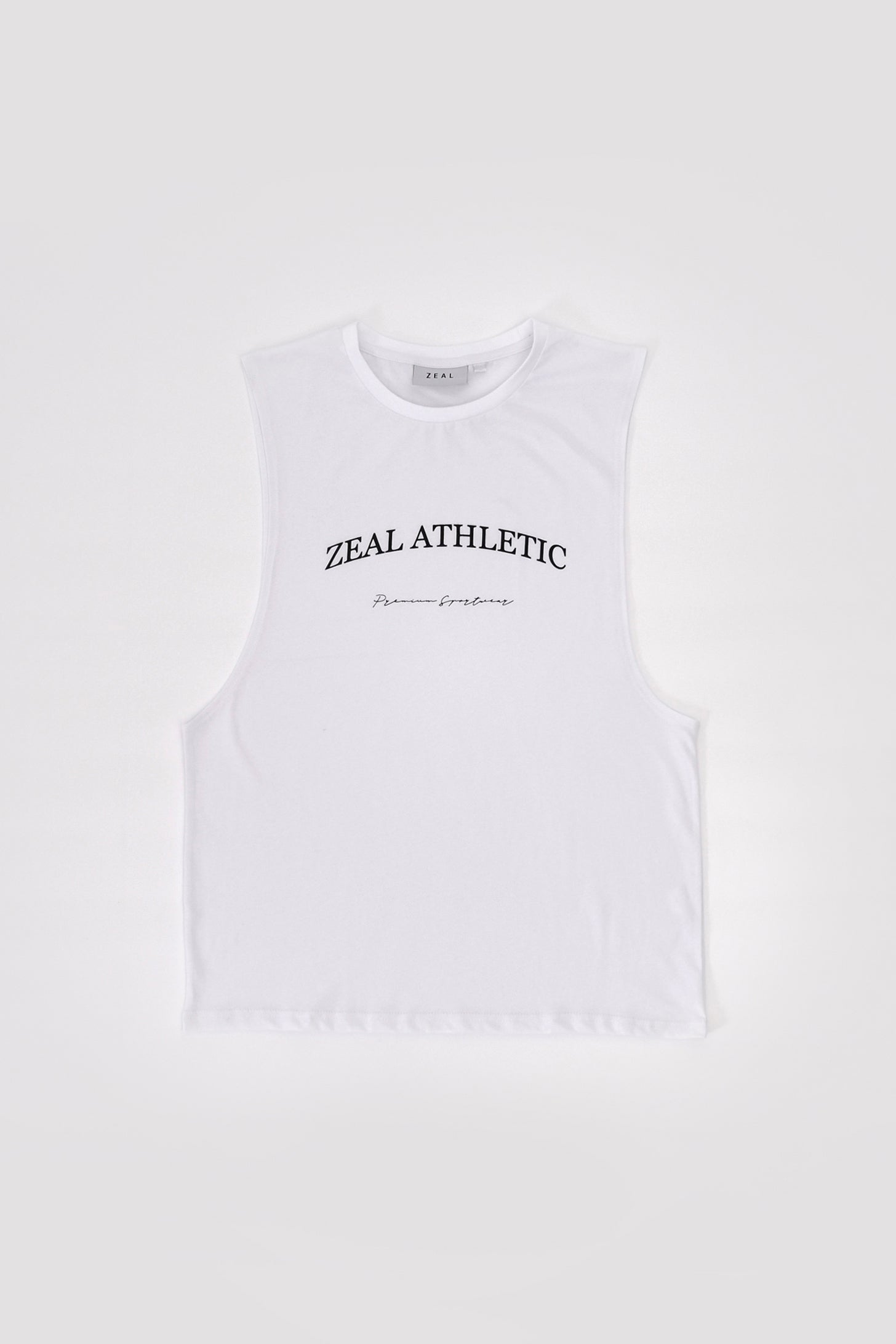 Athletic Drop Arm Tank - White